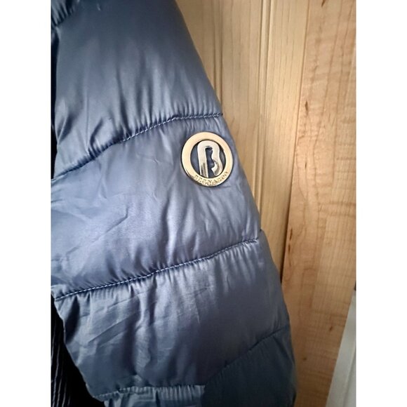 BERNARDO Ladies' Blue Hooded EcoPlume Packable Quilted Puffer Winter Coat Size M - Picture 4 of 14